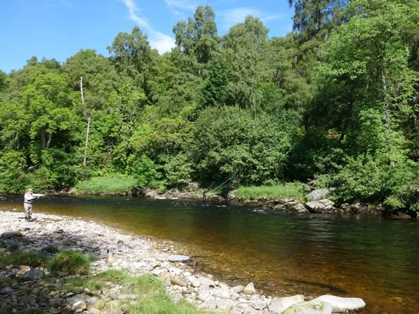 Casting a fly over the Boat pool on Ballindalloch