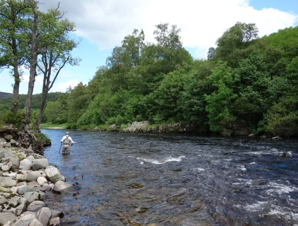 Wading the Polly pool on Ballindalloch