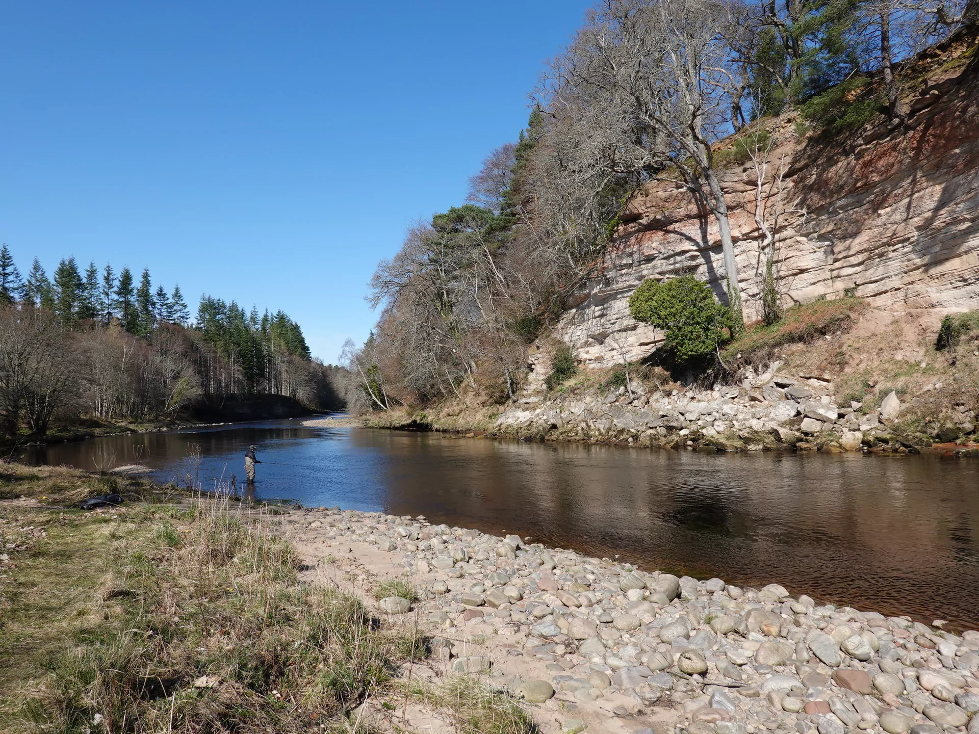 The stunning Meads of St. John beat on the River Findhorn, with its rocky banks and classic salmon water.