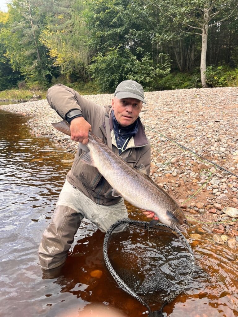 A cracking 17 lbs Summer run salmon for David Johnstone, at Altyre Estate in September